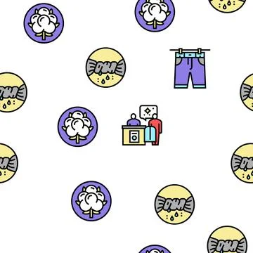 Laundry Service Washing Clothes Vector Seamless Pattern 스톡 일러스트