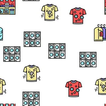 Laundry Service Washing Clothes Vector Seamless Pattern 스톡 일러스트