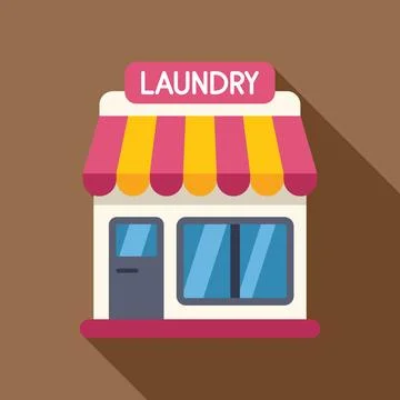 Laundry shop building storefront facade icon Ilustración de archivo