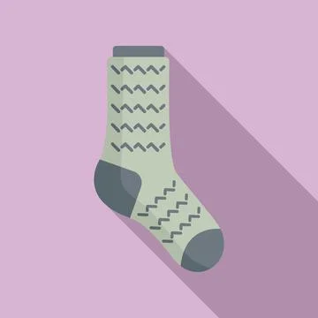 Laundry sock icon flat vector. Winter sock Ilustração Stock