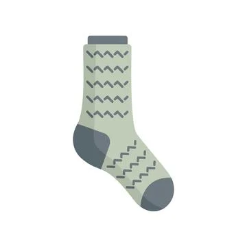 Laundry sock icon flat vector. Winter sock Ilustração Stock