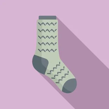 Laundry sock icon flat . Winter sock Ilustração Stock