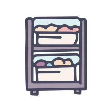 Laundry sorter box color vector doodle simple icon Stock Illustration