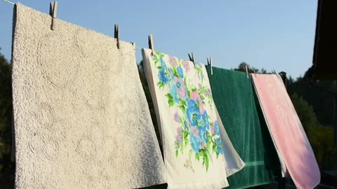 Laundry in the sun Stock Footage 96311392