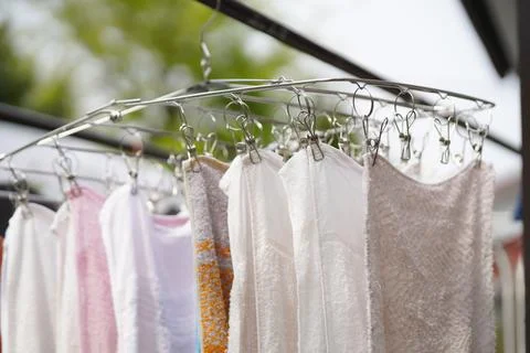 Laundry swaying in the wind Stock Photos