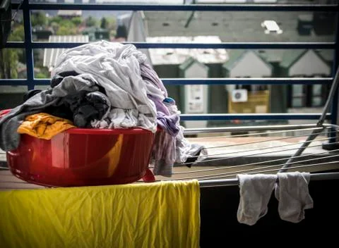 Laundry on a Terrace Stock Photos