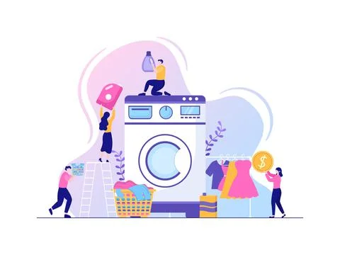 Laundry Wash and Drying Stock Illustration