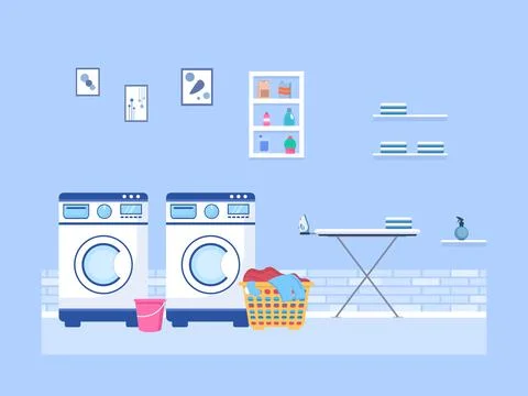 Laundry Wash and Drying Stock Illustration