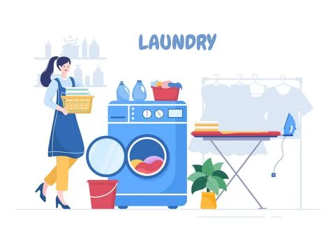 Laundry Wash and Drying Ilustração Stock