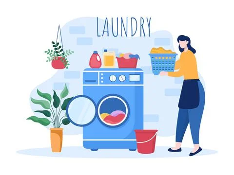 Laundry Wash and Drying Ilustração Stock