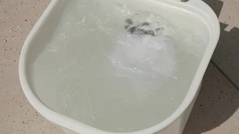 Laundry is washed in water Stock Footage 294987344