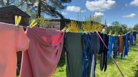 Laundry on the washing line Stock Footage 180525098
