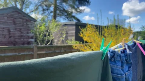Laundry on the washing line Stock Footage 180525971