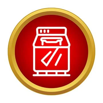 Laundry washing machine outline icon red button Stock Illustration
