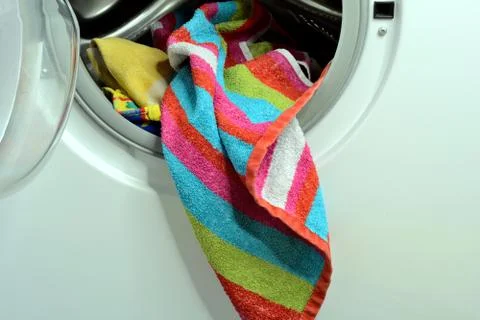 Laundry with washing machine Stock Photos