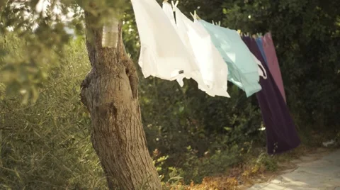 Laundry in the wind - Time Lapse Video stock 42770630