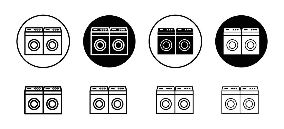 Laundry zone vector icon set collection. Laundry zone Outline flat Icon. Stock Illustration