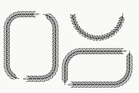 Laurel Border Frame Line Collection Stock Illustration