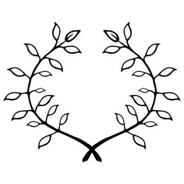 Laurel branch icon. Vector illustration of a branch with leaves. Hand drawn c Stock Illustration