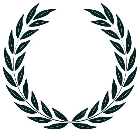 Laurel honor wreath vector in black on white isolated background. Stock Illustration