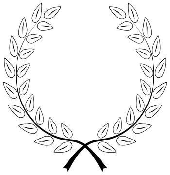 Laurel honor wreath vector in black on white isolated background. Stock Illustration