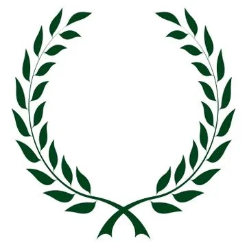 Laurel honor wreath vector in dark green on white isolated background. Stock Illustration