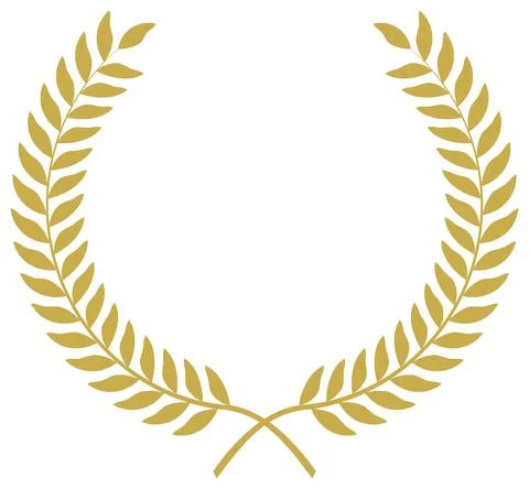 Laurel honor wreath vector in gold on white isolated background. Stock Illustration