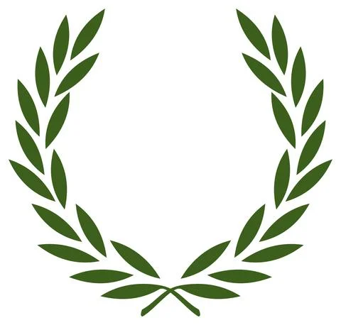 Laurel honor wreath vector in olive green on white isolated background. Stock Illustration