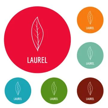 Laurel leaf icons circle set vector Illustrazione stock
