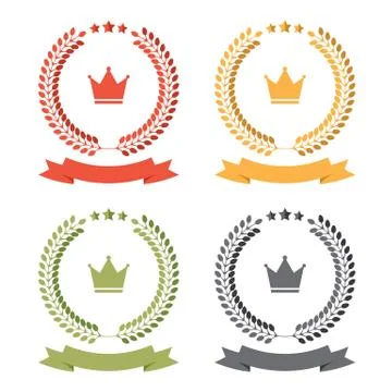 Laurel Leaf Wreath Flat Style Stock Illustration