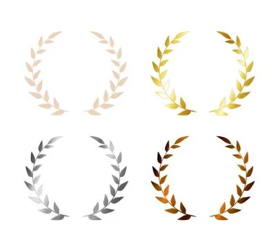 Laurel leaf wreath icon set. Vector Olive wreath award for certificate. gold Stock Illustration