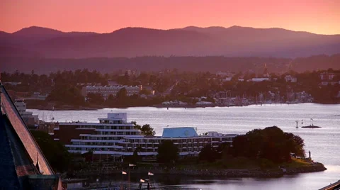 Laurel Point Sun Set, Inner Harbour, Victoria BC Stock Footage 31667844
