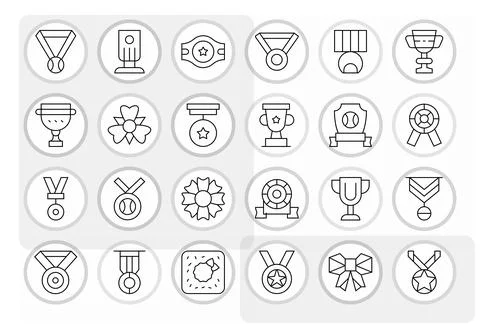 Laurel Vector Icon Collection featuring 24 Pixel Aligned High Resolution Th.. Stock Illustration