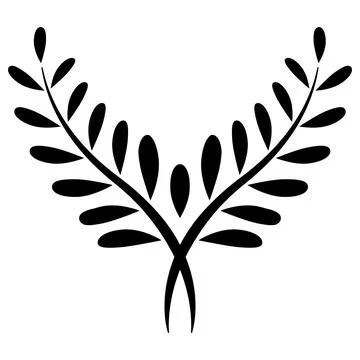 Laurel victory tree silhouette, laurel branches honor triumph award emblem Stock Illustration