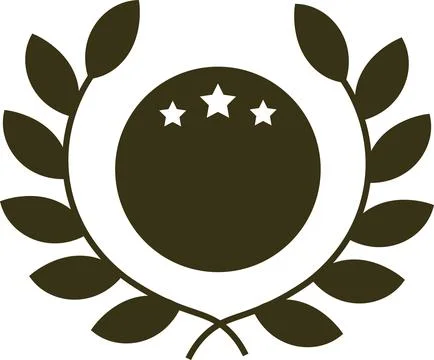 Laurel wreath badge with circular frame and stars for official honor Stock Illustration