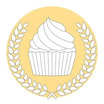 Laurel Wreath With Cupcake Stock Illustration
