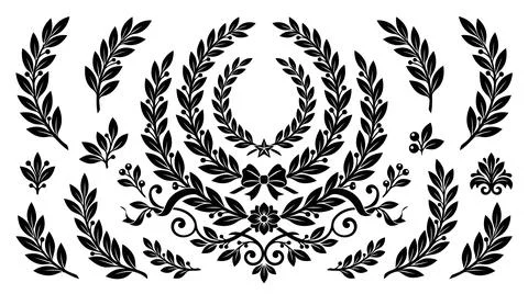 Laurel wreath decorative border design Illustrazione stock