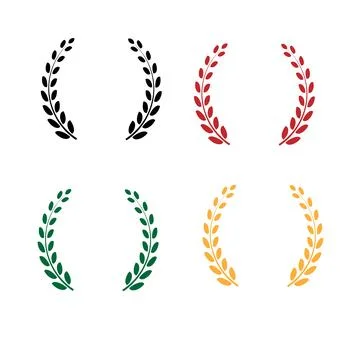 Laurel Wreath Designs Black Red Green Set Illustrazione stock