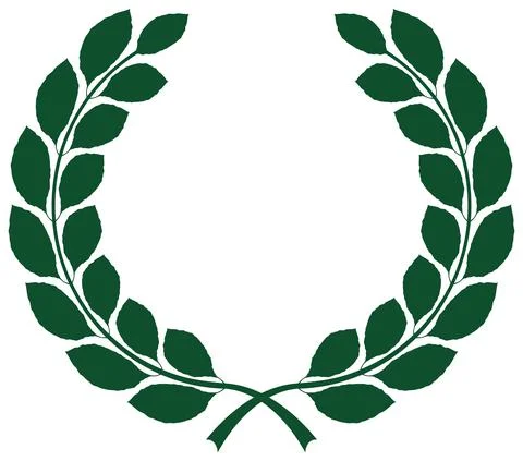 Laurel wreath honor vector in leaf green on white isolated background. Stock Illustration