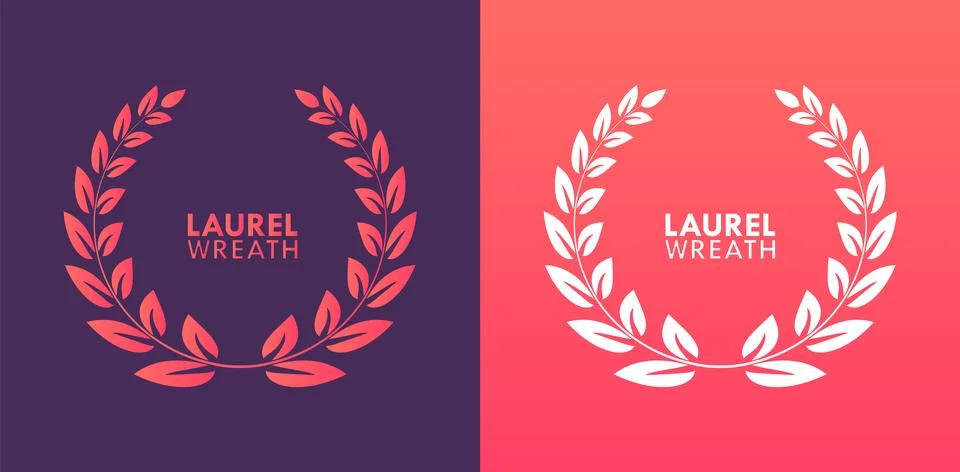 Laurel Wreath Leaf Element Flat Gradient Isolated Vector Illustration Stock Illustration