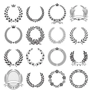 Laurel Wreath round Ceremonial Frames. Stock Illustration