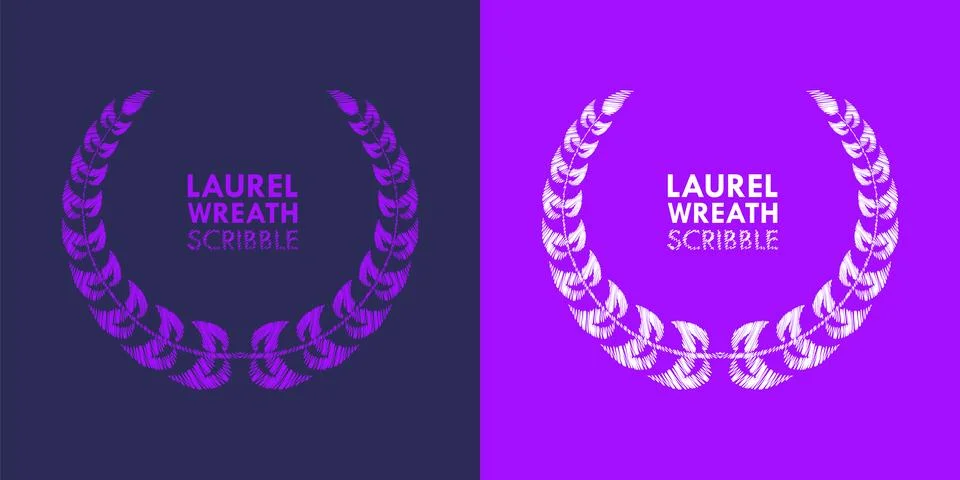 Laurel Wreath Scribble Texture Isolated Vector Illustration Stock Illustration