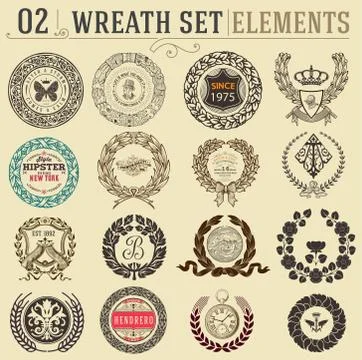 Laurel wreath set. Design elements Stock Illustration