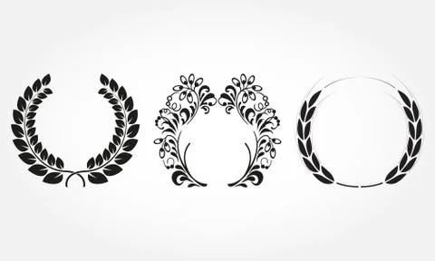 Laurel wreath set. Vector illustration. Stock Illustration