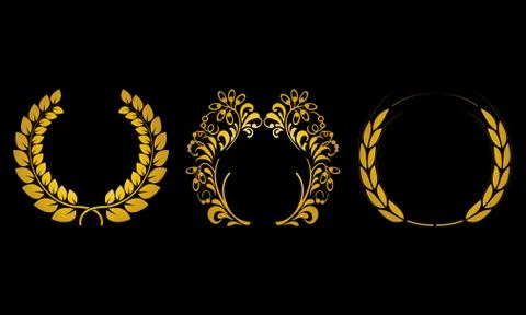 Laurel wreath set. Vector illustration. Stock Illustration