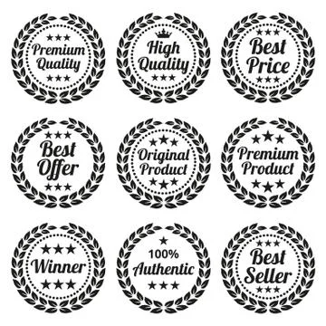 Laurel wreath set on white background. Stock Illustration