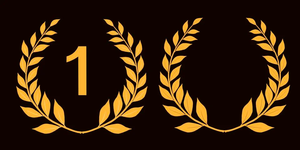 Laurel wreath. Vector isolated image of Laurel wreath in gold color. Set Stock Illustration