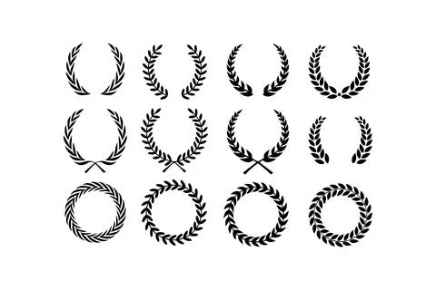 Laurel Wreaths Icon Collection. Vector icon. Stock Illustration