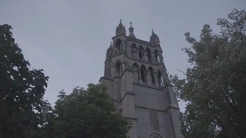 Lausanne Cathedral at dusk Stock Footage 123425844