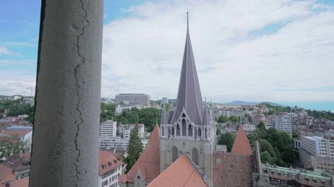 Lausanne Cathedral - Inside the main tower dolly shot Stock Footage 79923965